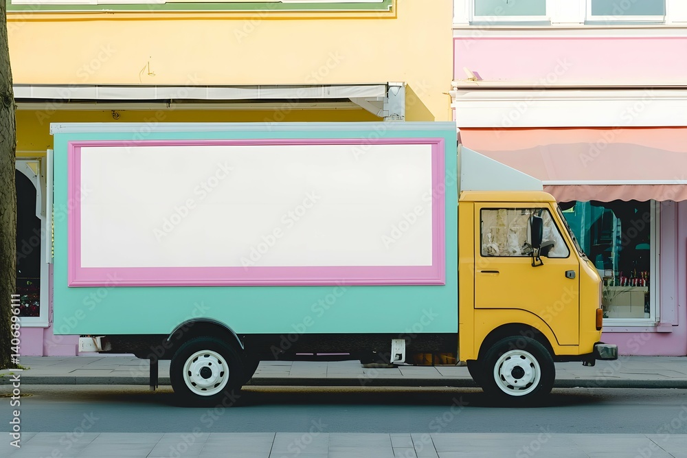Blank ice cream truck template for custom ads perfect for events and businesses. Blank ice cream truck template for custom ads perfect for events and businesses.