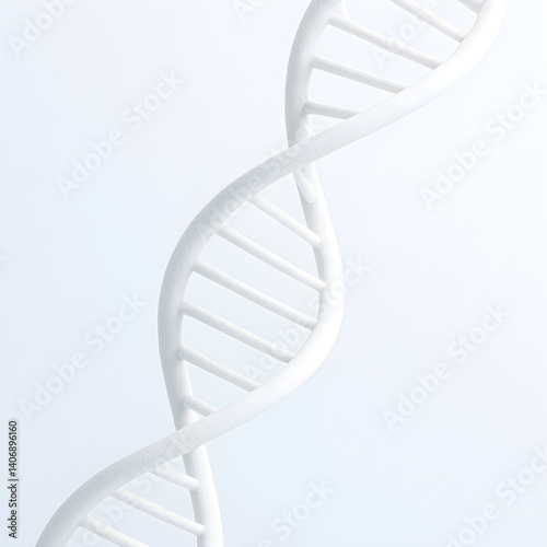 Obraz na płótnie Rotating white DNA model on light blue background represents genetic engineering, cloning and gene editing w salonie