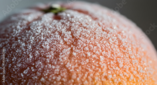 Iced Fruit A Captivating Macro Image Of A Frosted Orange