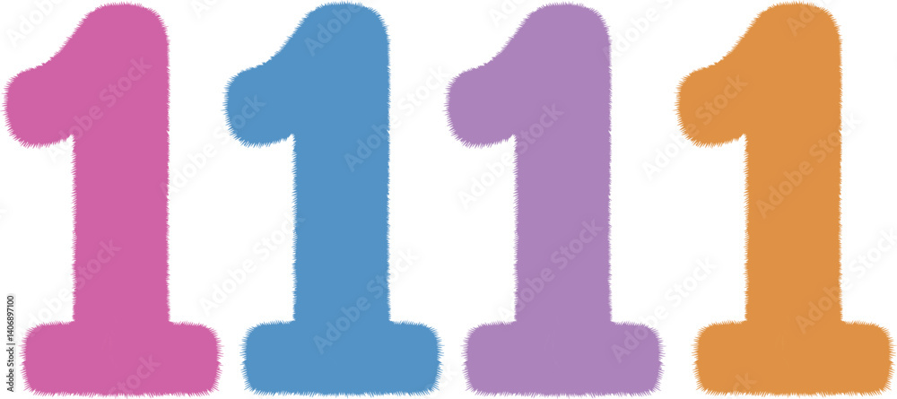 Fototapeta premium 3d 1 number fur vector set illustration