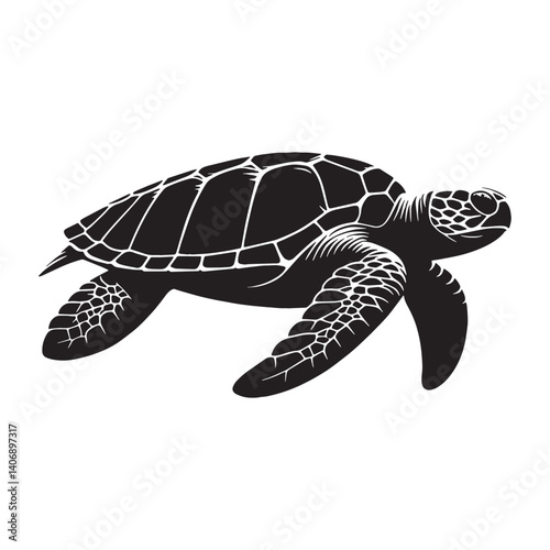 Ancient Leatherback Sea Turtle silhouette, drifting through time – Leatherback Sea Turtle illustration – minimalist Leatherback Sea Turtle vector – reptile silhouette

