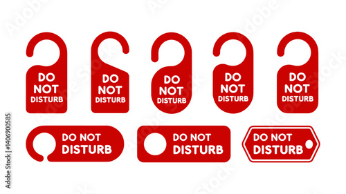 "Do Not Disturb" Signs: A collection of vibrant red "Do Not Disturb" signs in various shapes and styles, perfect for conveying privacy in a professional setting.