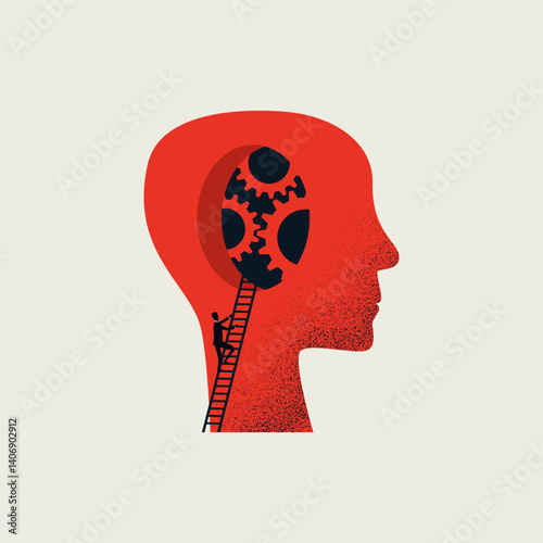 Business and artificial intelligence vector concept. Symbol of AI technology, innovation, robotics. Minimal design eps10 illustration