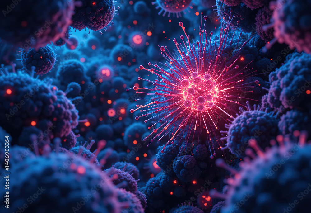 Vibrant Microscopic Virus Illustration