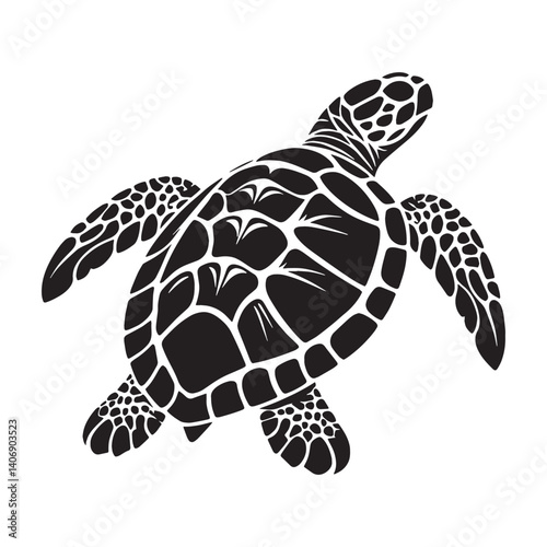 Distinctive Painted Turtle silhouette, known for its natural beauty – Painted Turtle illustration – Minimalist Painted Turtle vector – Reptile silhouette

