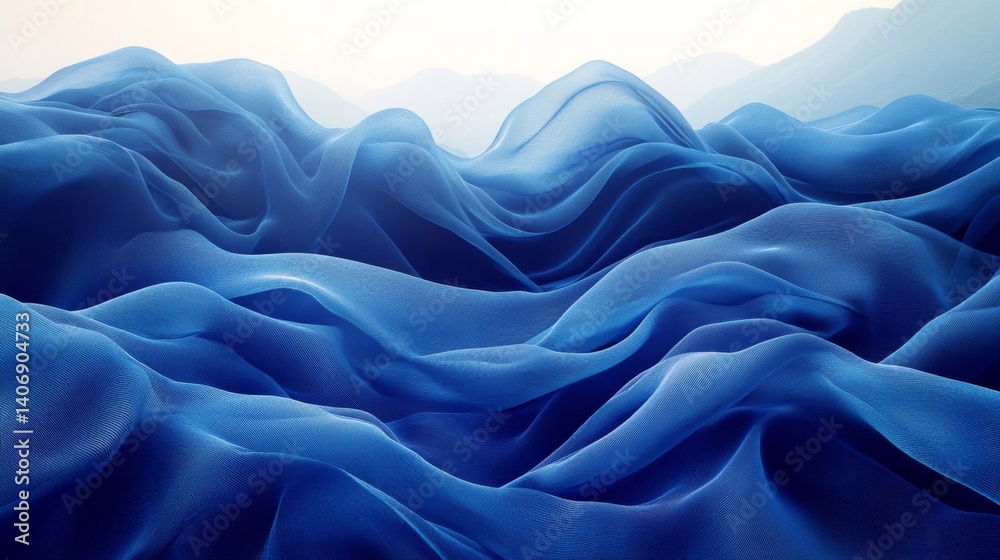 Obraz premium Abstract Blue Pixel Wave Landscape