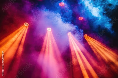 Wallpaper Mural Stage lights illuminate smoky atmosphere with vibrant pink and orange beams, creating an energetic concert setting. Torontodigital.ca