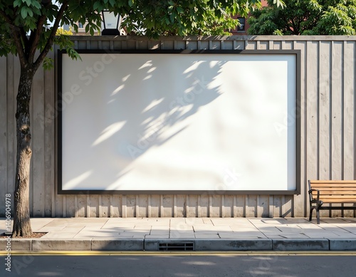 Vertical poster mockup on wooden outdoor wall