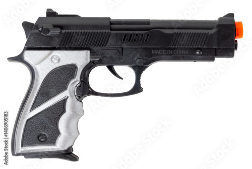 Isolated toy plastic gun on white background