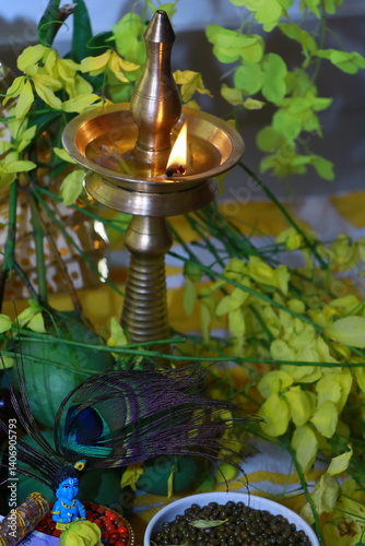  a traditional brass oil lamp