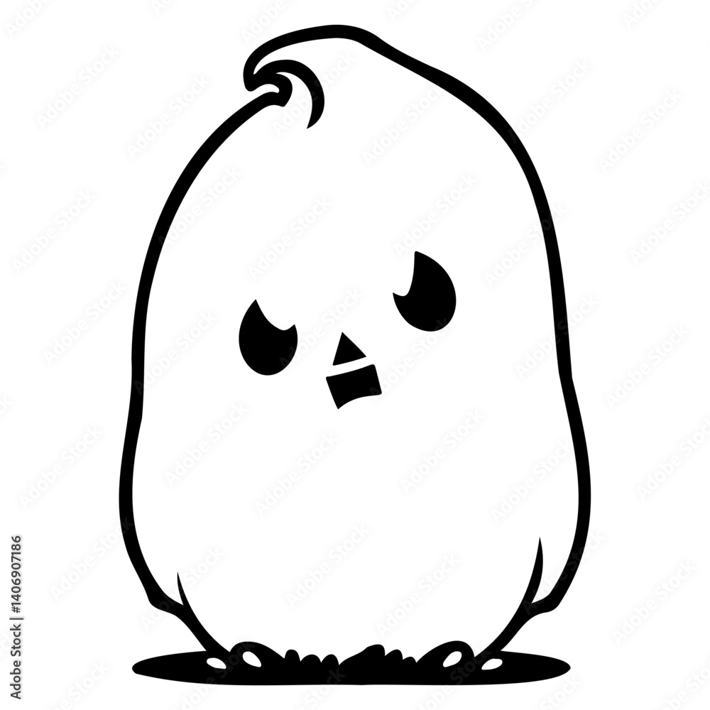 A Minimalist Cute Ghost on Isolated Background A Minimalist Cute Ghost on Isolated Background