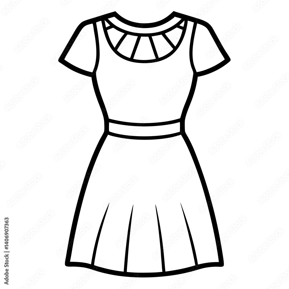 Minimal Mini Dress Vector Illustration on White Background Minimal Mini Dress Vector Illustration on White Background