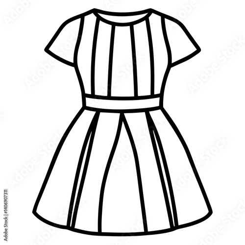 Minimal Mini Dress Vector Illustration on White Background