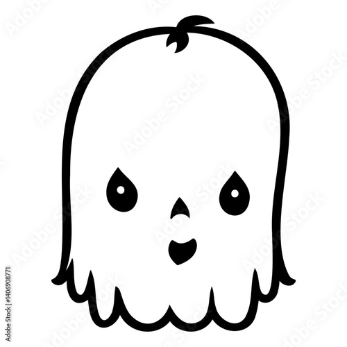 Cute Ghost Character Minimalistic Black and White