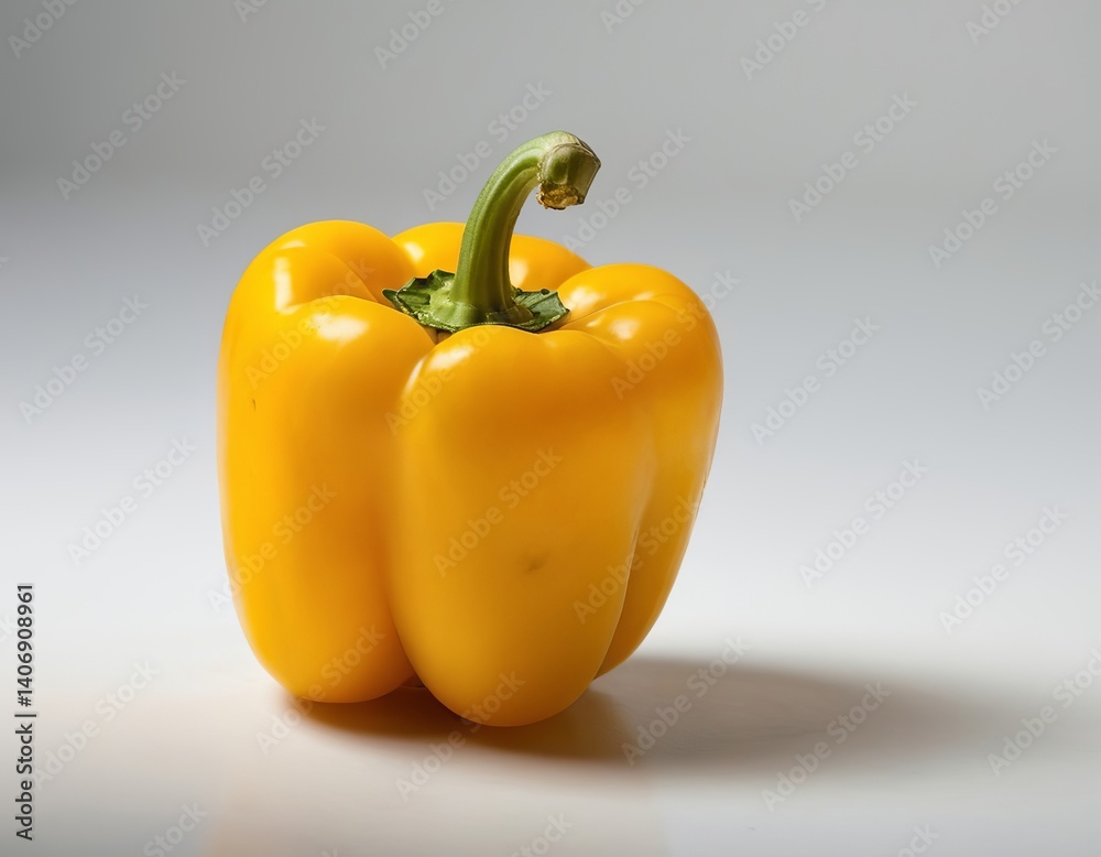Vibrant yellow bell pepper with a glossy surface, showcasing its natural shape and texture. Vibrant yellow bell pepper with a glossy surface, showcasing its natural shape and texture.