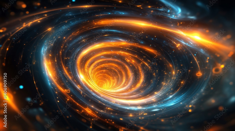 Obraz premium Abstract Cosmic Spiral With Orange And Blue Energy