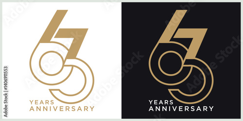 anniversary 63th logotype vector with brown and white color for special celebration day