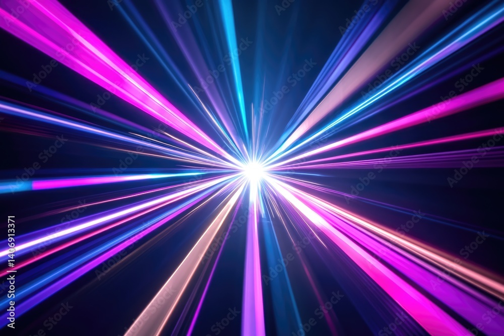 Abstract image of vibrant, multicolored light streaks converging at a central point, creating a dynamic and energetic visual effect. Abstract image of vibrant, multicolored light streaks converging at a central point, creating a dynamic and energetic visual effect.