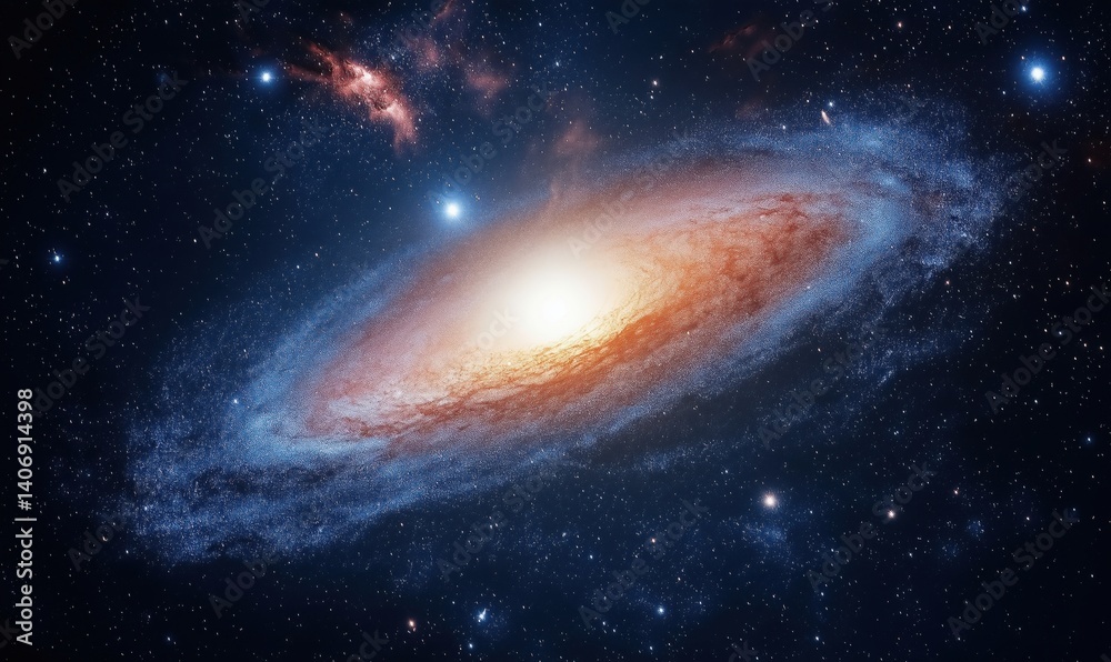 Stunning Spiral Galaxy with Bright Core and Distant Stars in Deep Space