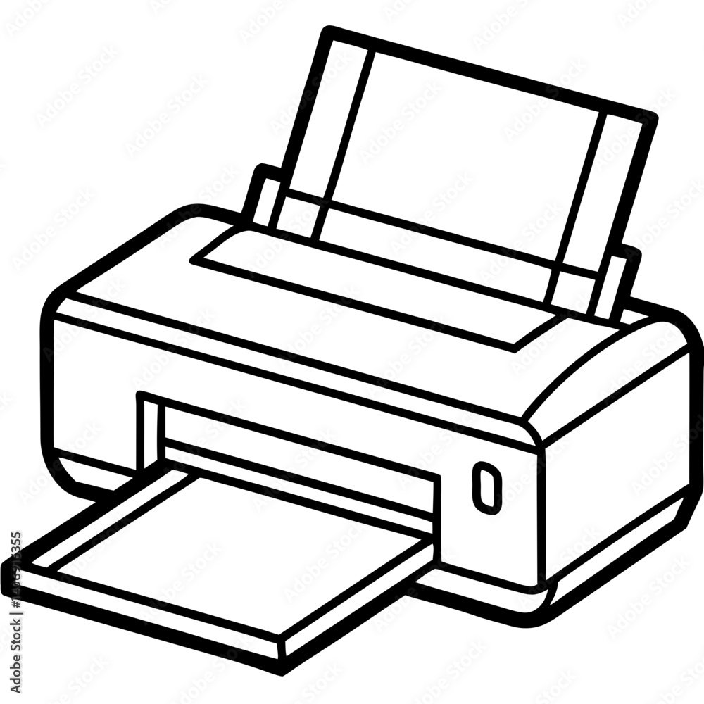 Minimal Printer Vector Illustration on White Background Minimal Printer Vector Illustration on White Background