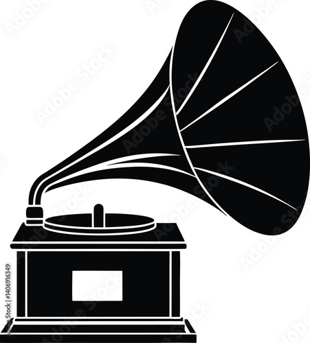 Phonograph Horn-Shaped Speaker Silhouette Vector