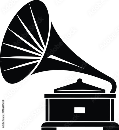 Phonograph Horn-Shaped Speaker Silhouette Vector