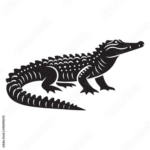 Swift Crocodile silhouette, moving quickly through the water – Crocodile illustration – Crocodile vector – Reptile silhouette

