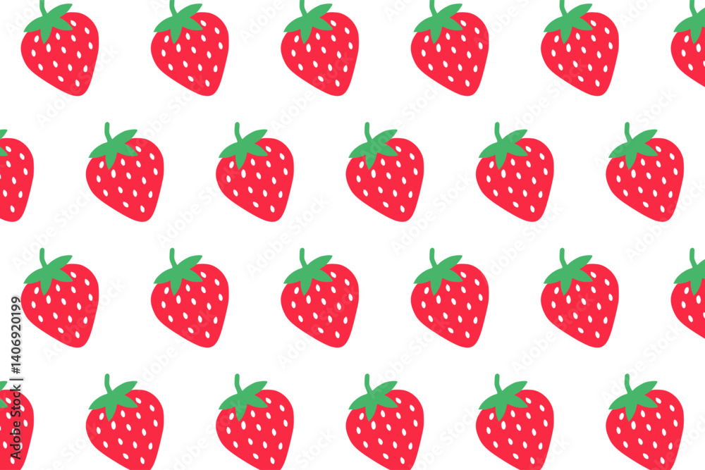 Seamless minimalist strawberry vector. Summer strawberries seamless pattern on white background. Colorful abstract background. Vector illustration. Seamless minimalist strawberry vector. Summer strawberries seamless pattern on white background. Colorful abstract background. Vector illustration.