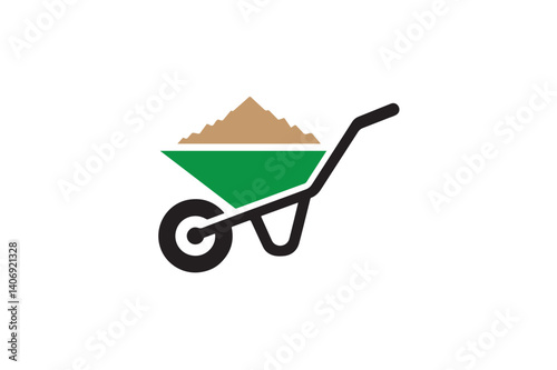 Wheelbarrow icon on white background. (6)
