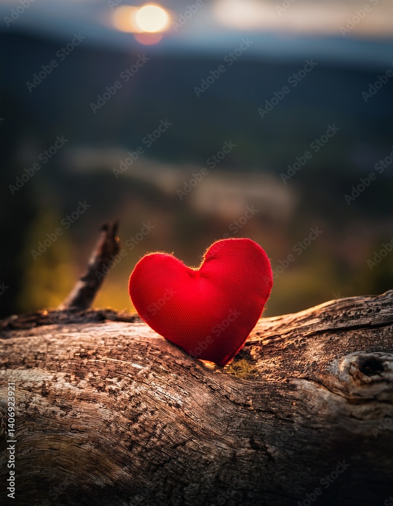 Fototapeta premium red heart on wooden background