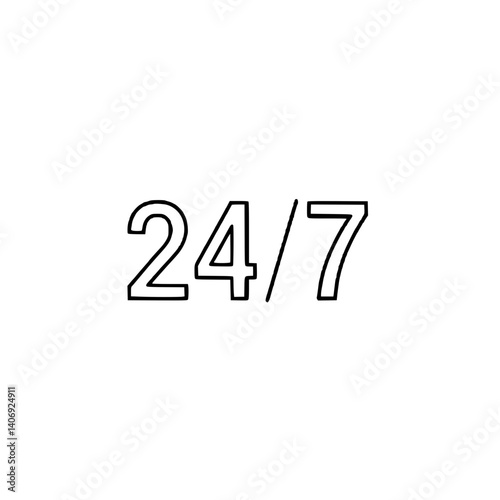 Obraz na płótnie A minimalistic 24/7 icon representing the concept of round-the-clock service and services w salonie