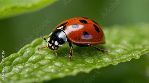 Cute Ladybug on Leaf 