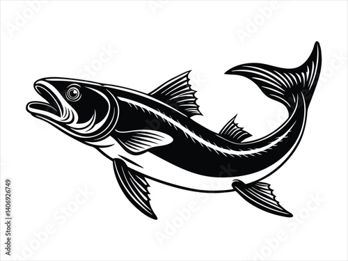 Isolated blue tuna vector illustration, a marine animal from the sea