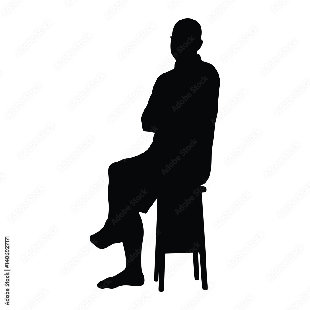 Man or woman sitting on stool
