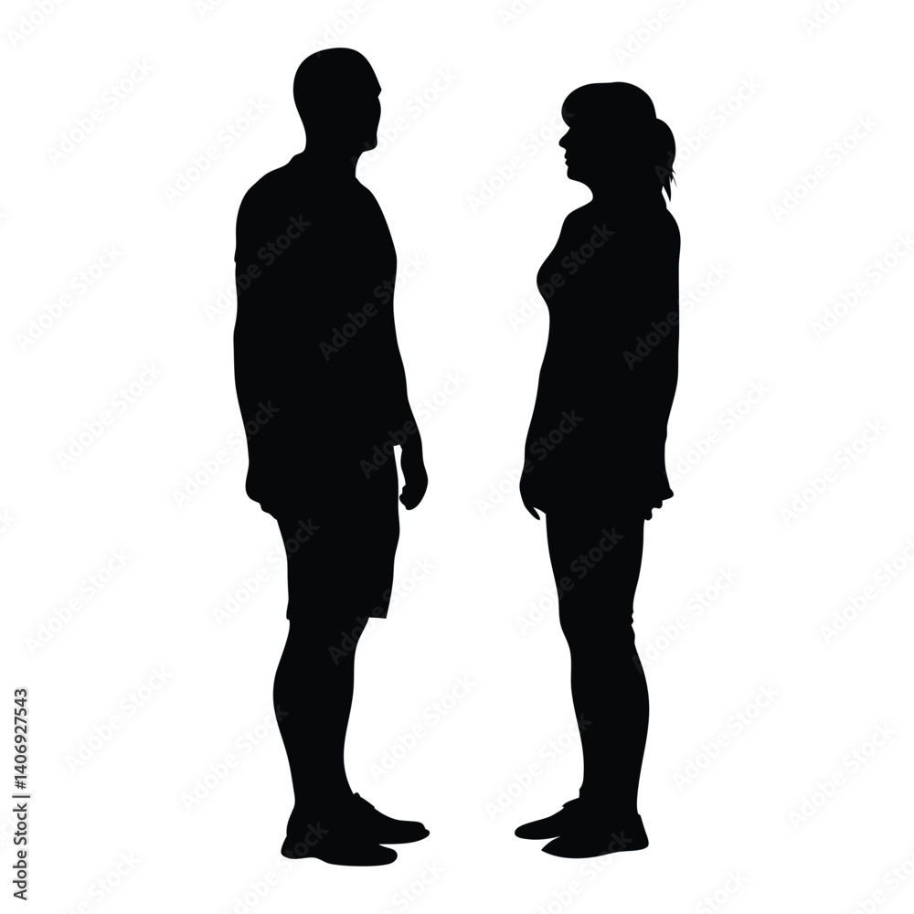 Couple talking vector silhouette