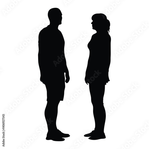 Obraz na płótnie Couple talking vector silhouette w salonie