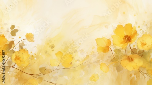 flowers mustard yellow water color