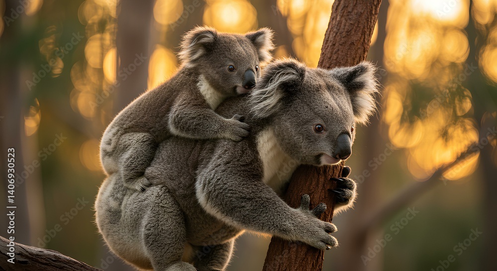 Fototapeta premium Koala Mother with Baby