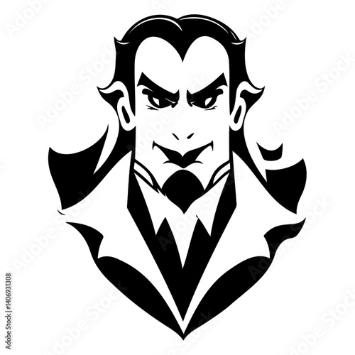 Monochrome Villainous Count Figure Illustration