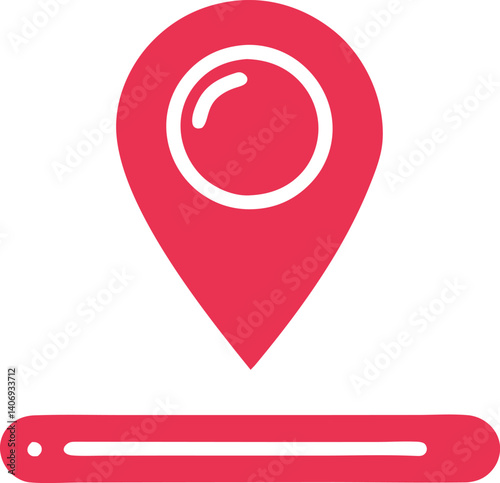 flat geometric minimalist red map pin,minimal geometric red map pointer,simple flat red cartography map marker,vibrant geometric red map indicator icon
