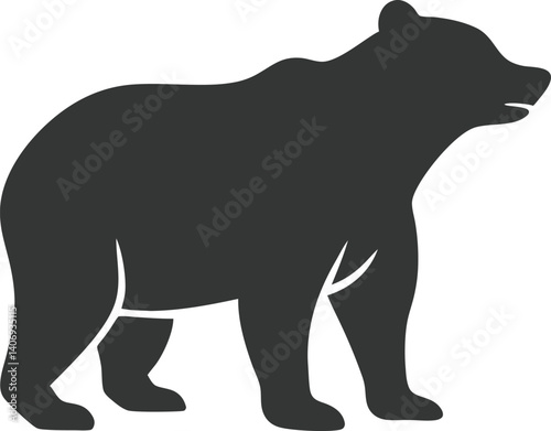 Walking Bear Silhouette On Transparent Background Design