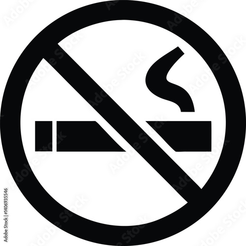 Red no smoking sign is an isolated vector illustration of a forbidden cigarette symbol