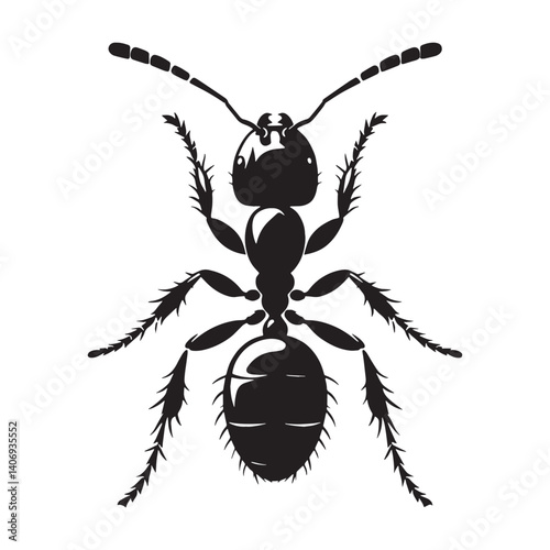 Agile Ant silhouette, swiftly navigating its surroundings – Ant illustration – Ant vector – Insect silhouette

