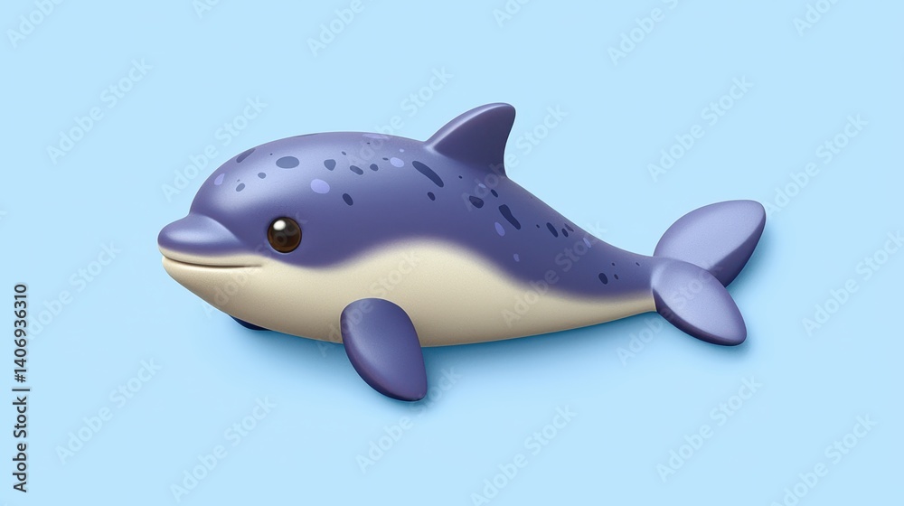 Fototapeta premium Cute Cartoon Dolphin Character on Blue Background for Kids Illustration