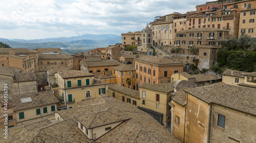 Obraz na płótnie Aerial view of houses in the town of Arpino, located in the province of Frosinone in Lazio, Italy. w salonie