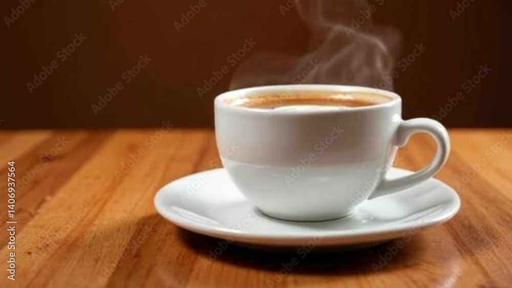 Coffee Cup on a Table with Dark Brown Background Coffee Cup on a Table with Dark Brown Background
