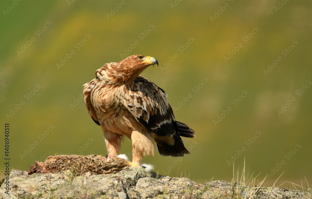 Fototapeta premium Joven aguila imperial en el campo en primavera