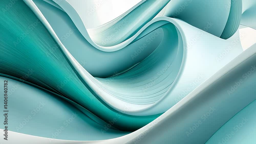 Abstract Flowing Waves with Soft Blue and White Curves

