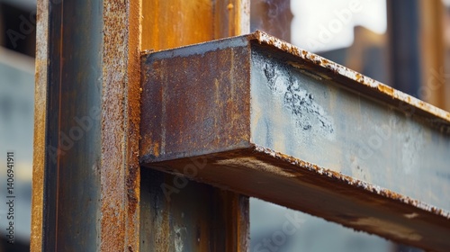 Ironworker welding beams for new building. Featuring welding and iron structure work
