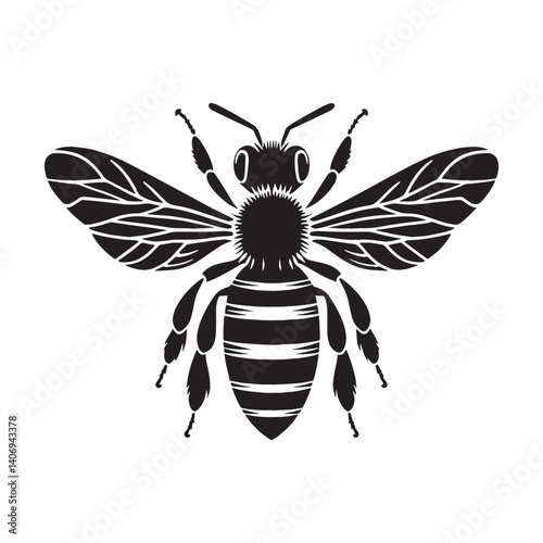 Graceful Bee silhouette, buzzing through the garden – Bee illustration – Bee vector – Insect silhouette

